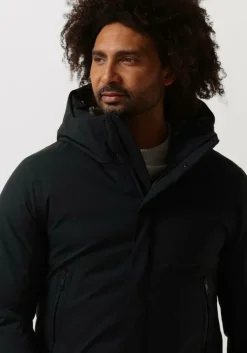 donkerblauwe elvine gewatteerde jas vhinner