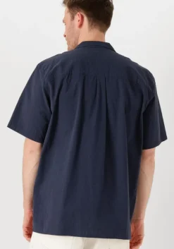 donkerblauwe forét casual overhemd hush seersucker ss shirt