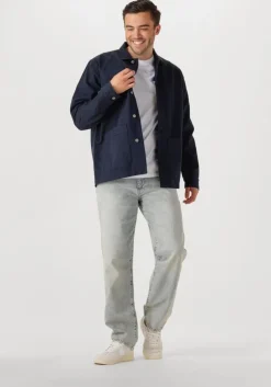 donkerblauwe forét overshirts rowan logo overshirt