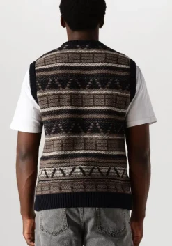 donkerblauwe forét spencer cone jacquard vest