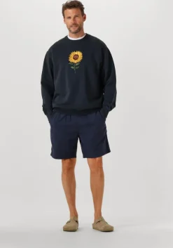 donkerblauwe forét sweater sun embroidered sweatshirt