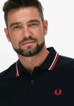 donkerblauwe fred perry polo twin tipped fred perry shirt