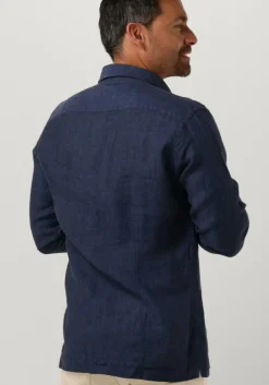donkerblauwe genti casual overhemd linnen s7054-1120