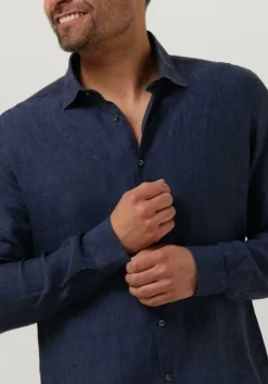 donkerblauwe genti casual overhemd linnen s7054-1120