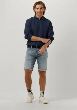 donkerblauwe genti casual overhemd linnen s7054-1120