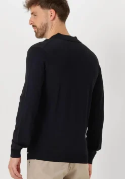 donkerblauwe gentiluomo trui polo no button ls k2039-260