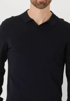 donkerblauwe gentiluomo trui polo no button ls k2039-260