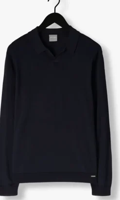 donkerblauwe gentiluomo trui polo no button ls k2039-260