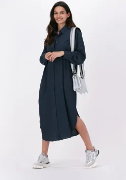 donkerblauwe just female midi jurk helpful shirt dress