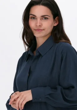 donkerblauwe just female midi jurk helpful shirt dress