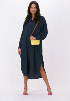 donkerblauwe just female midi jurk helpful shirt dress