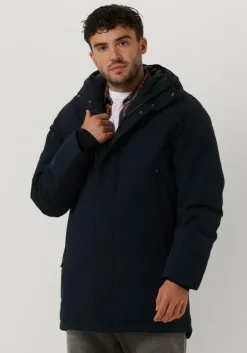 donkerblauwe krakatau gewatteerde jas qm374