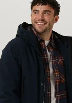 donkerblauwe krakatau gewatteerde jas qm374