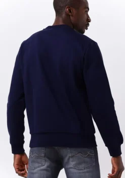 donkerblauwe lacoste sweater classic fit brushed fleece sweatshirt
