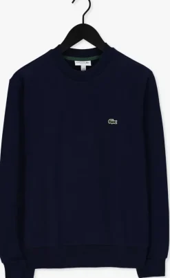 donkerblauwe lacoste sweater classic fit brushed fleece sweatshirt