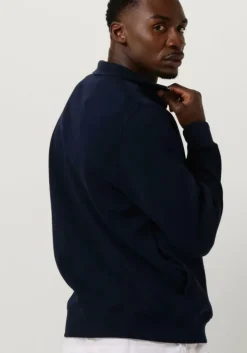 donkerblauwe lacoste trui regular fit high neck zipped sweatshirt