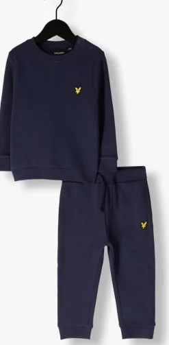 donkerblauwe lyle & scott boxpakken crew neck + jogger set