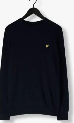 donkerblauwe lyle & scott trui cotton merino crew neck jumper