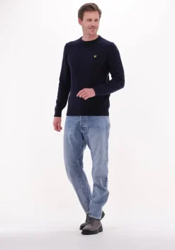 donkerblauwe lyle & scott trui crew neck lambswool blend jump