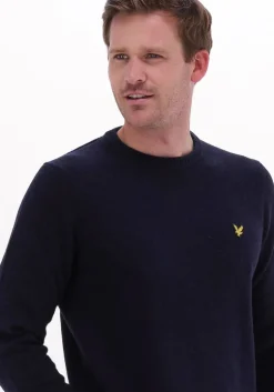 donkerblauwe lyle & scott trui crew neck lambswool blend jump