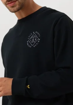 donkerblauwe lyle & scott sweater stamp crew neck sweatshirt