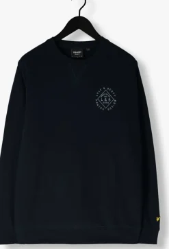donkerblauwe lyle & scott sweater stamp crew neck sweatshirt