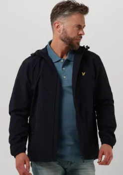donkerblauwe lyle & scott jack zip through hooded jacket
