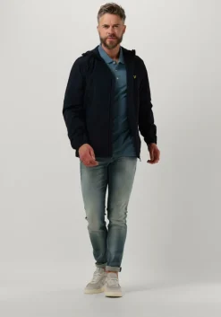 donkerblauwe lyle & scott jack zip through hooded jacket
