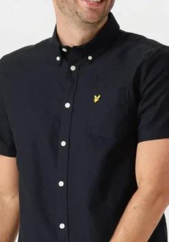 donkerblauwe lyle & scott casual overhemd short sleeve oxford shirt