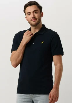 donkerblauwe lyle & scott polo plain polo shirt