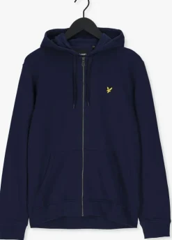 donkerblauwe lyle & scott trui zip through hoodie