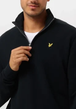 donkerblauwe lyle & scott sweater loopback quarter zip sweat