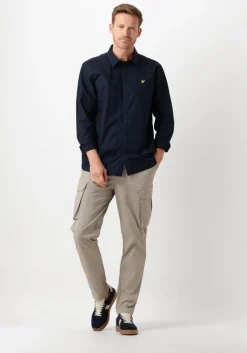 donkerblauwe lyle & scott casual overhemd long sleeve poplin