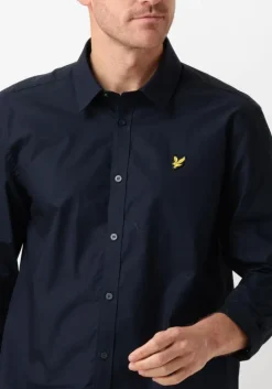 donkerblauwe lyle & scott casual overhemd long sleeve poplin