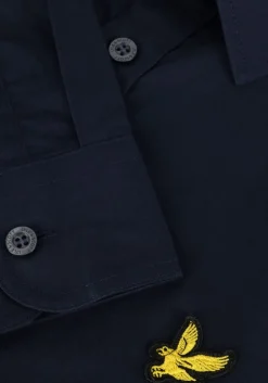 donkerblauwe lyle & scott casual overhemd long sleeve poplin