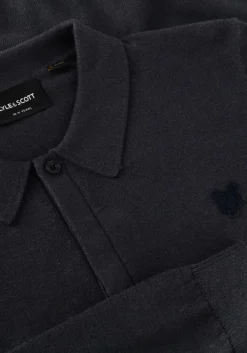 donkerblauwe lyle & scott polo ls knitted polo shirt