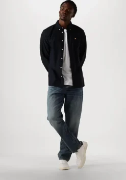donkerblauwe lyle & scott casual overhemd plain oxford shirt