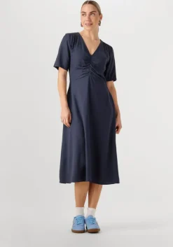 donkerblauwe modström midi jurk miguelmd ss dress