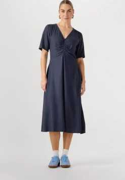 donkerblauwe modström midi jurk miguelmd ss dress