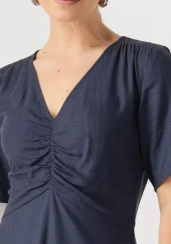 donkerblauwe modström midi jurk miguelmd ss dress