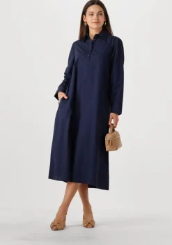 donkerblauwe my essential wardrobe midi jurk sunnamw long dress