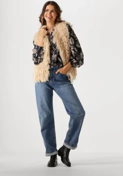 donkerblauwe neo noir blouses nani canvas flower blouse