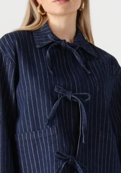 donkerblauwe neo noir blouses starlie stripe shirt