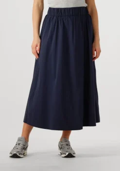 donkerblauwe neo noir midirok yara poplin skirt