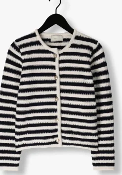 donkerblauwe neo noir vest limone stripe knit jacket