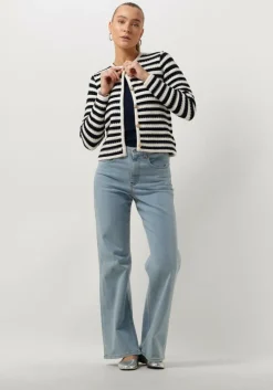 donkerblauwe neo noir vest limone stripe knit jacket