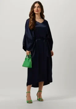 donkerblauwe notre-v midi jurk nv-belle midi dress