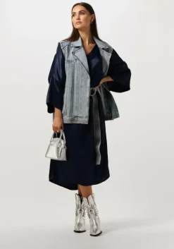 donkerblauwe notre-v midi jurk nv-belle midi dress