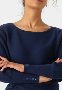 donkerblauwe nukus trui batwing pullover plain