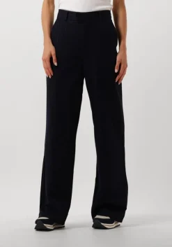 donkerblauwe nukus wijde broek new york pants stripe